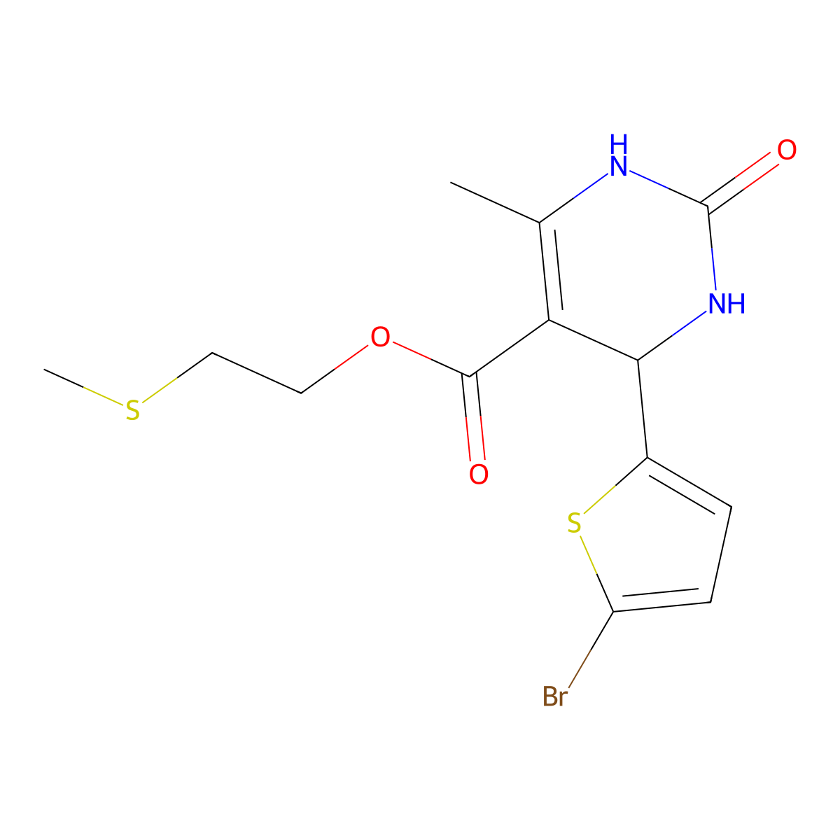 2-(Methylsulfanyl)ethyl 4-(5-bromothiophen-2-yl)-6-methyl-2-oxo-1,2,3,4-tetrahydropyrimidine-5-carboxylate molecular structure, CAS 421578-55-4