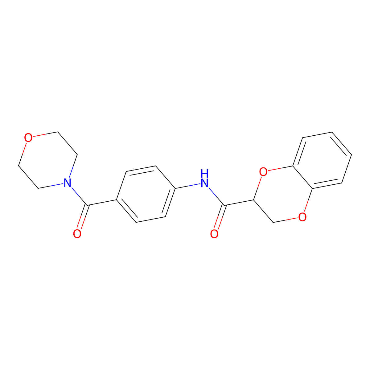 N-[4-(morpholin-4-ylcarbonyl)phenyl]-2,3-dihydro-1,4-benzodioxine-2-carboxamide molecular structure, CAS 421578-69-0