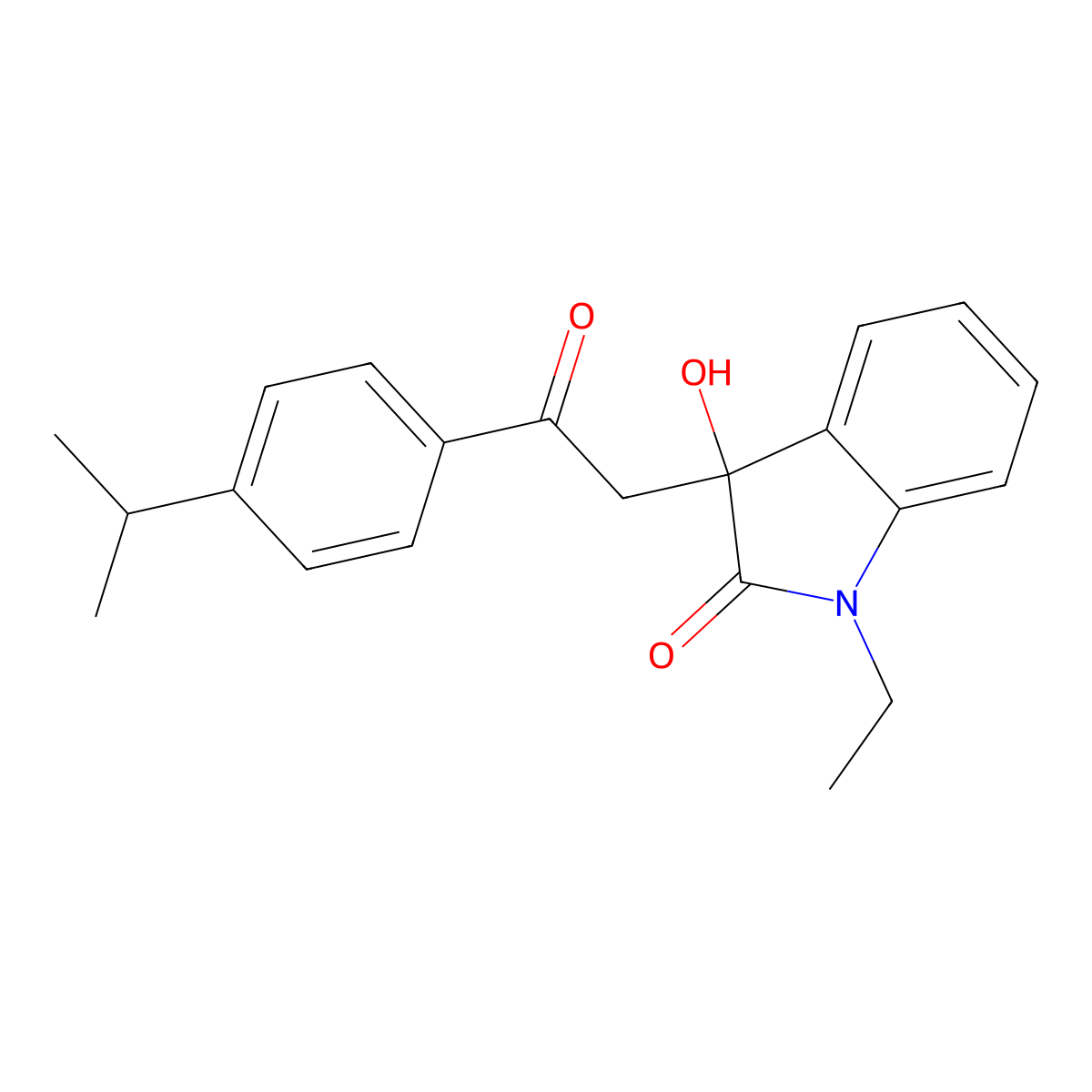 1-Ethyl-3-hydroxy-3-[2-oxo-2-(4-propan-2-ylphenyl)ethyl]indol-2-one molecular structure, CAS 421578-79-2
