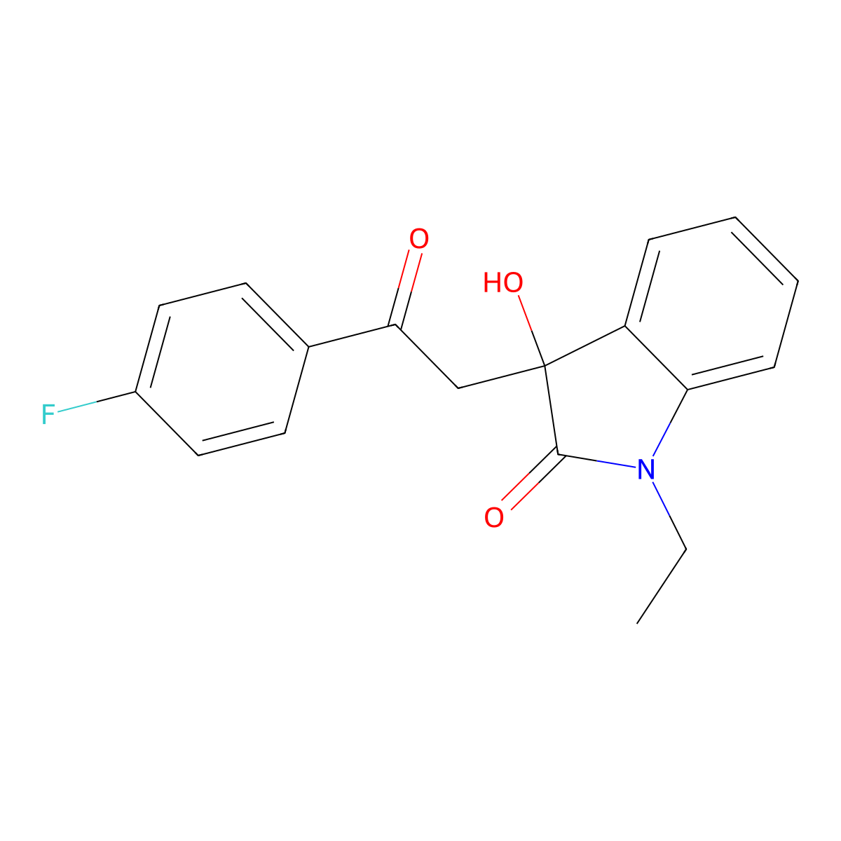 1-Ethyl-3-[2-(4-fluorophenyl)-2-oxoethyl]-3-hydroxyindol-2-one molecular structure, CAS 421578-81-6