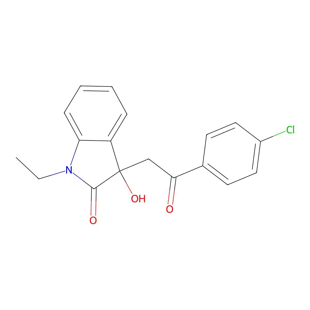 3-[2-(4-chlorophenyl)-2-oxoethyl]-1-ethyl-3-hydroxy-1,3-dihydro-2H-indol-2-one molecular structure, CAS 421578-82-7