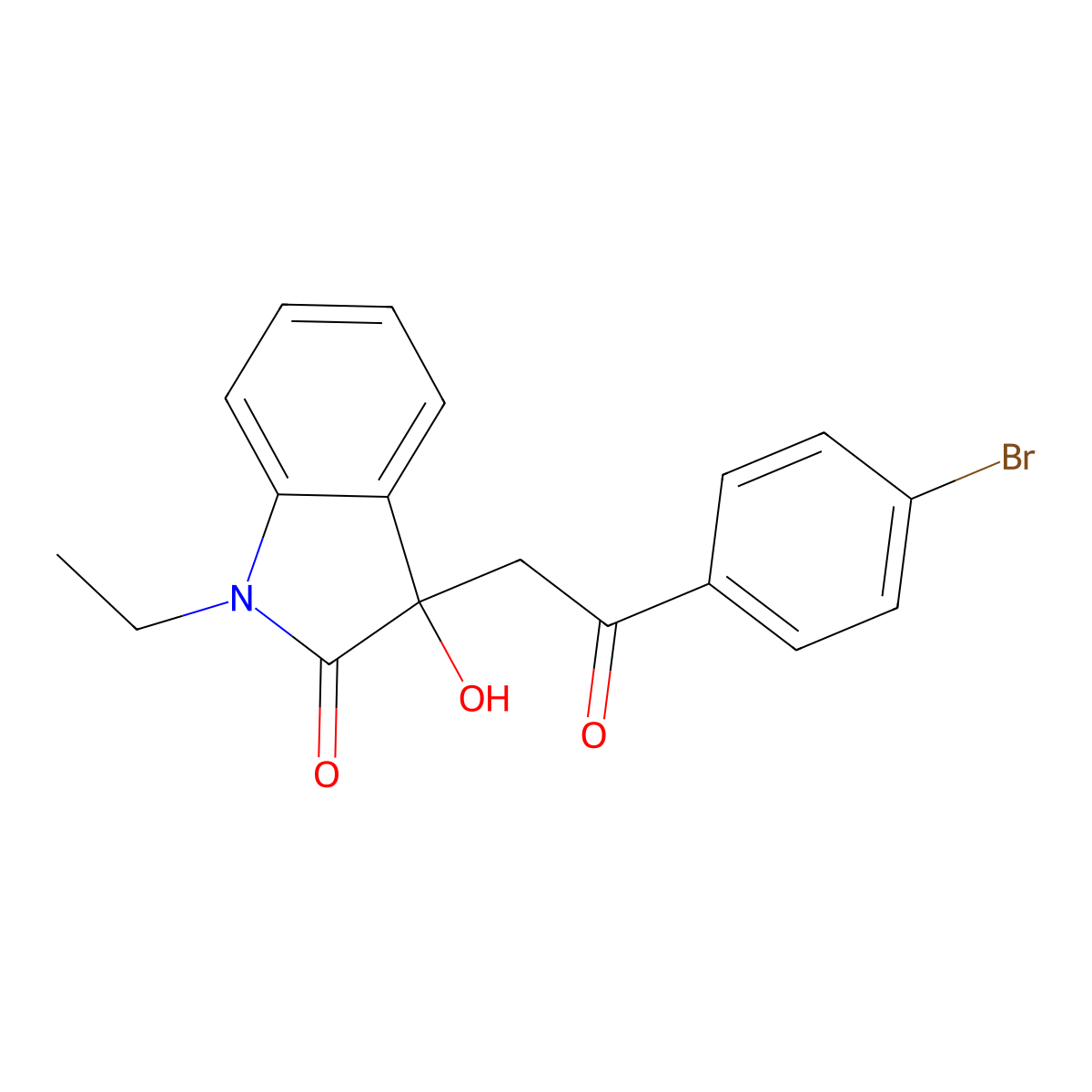 3-[2-(4-bromophenyl)-2-oxoethyl]-1-ethyl-3-hydroxy-1,3-dihydro-2H-indol-2-one molecular structure, CAS 421578-83-8