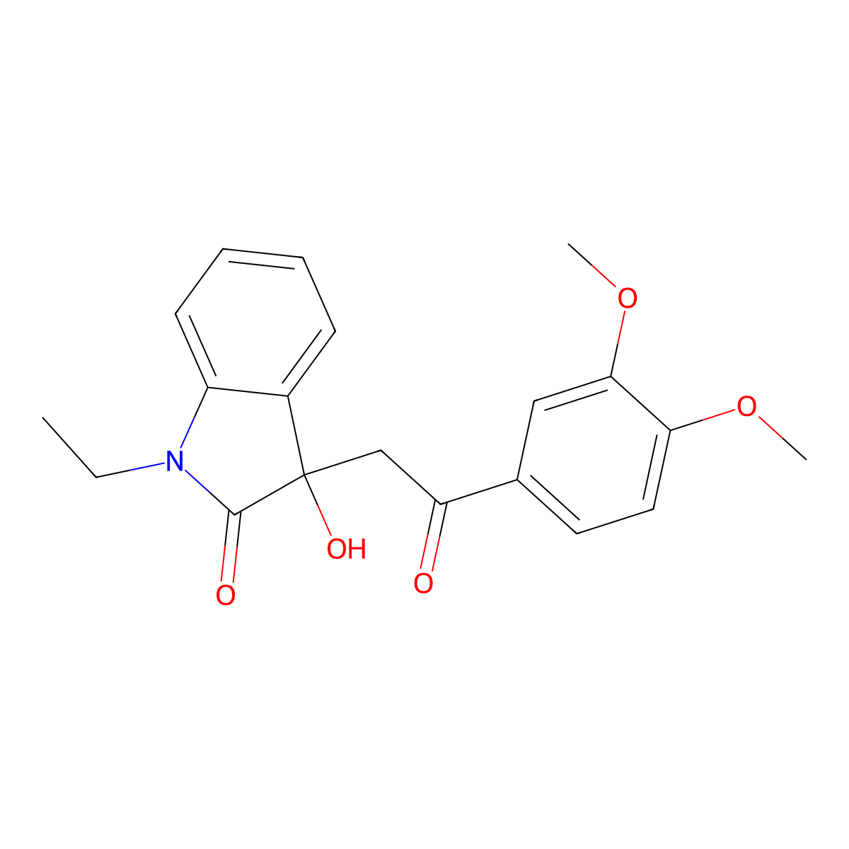 3-[2-(3,4-dimethoxyphenyl)-2-oxoethyl]-1-ethyl-3-hydroxy-1,3-dihydro-2H-indol-2-one molecular structure, CAS 421578-86-1
