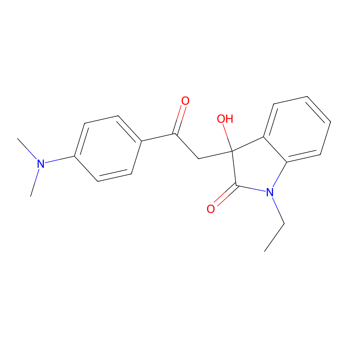 3-{2-[4-(dimethylamino)phenyl]-2-oxoethyl}-1-ethyl-3-hydroxy-1,3-dihydro-2H-indol-2-one molecular structure, CAS 421578-89-4