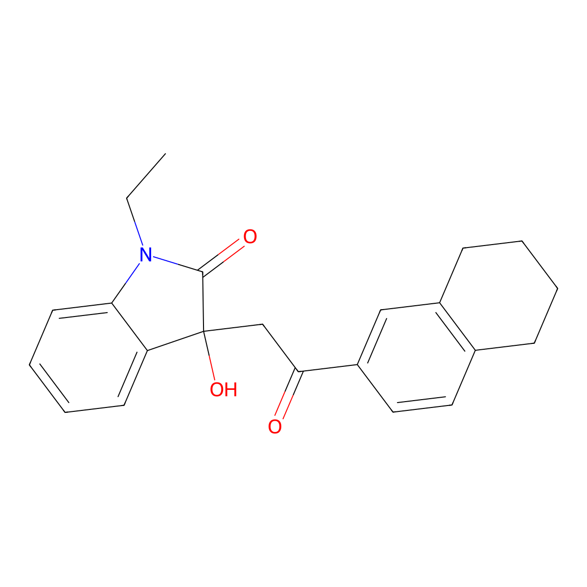 1-ethyl-3-hydroxy-3-[2-oxo-2-(5,6,7,8-tetrahydro-2-naphthalenyl)ethyl]-1,3-dihydro-2H-indol-2-one molecular structure, CAS 421578-91-8