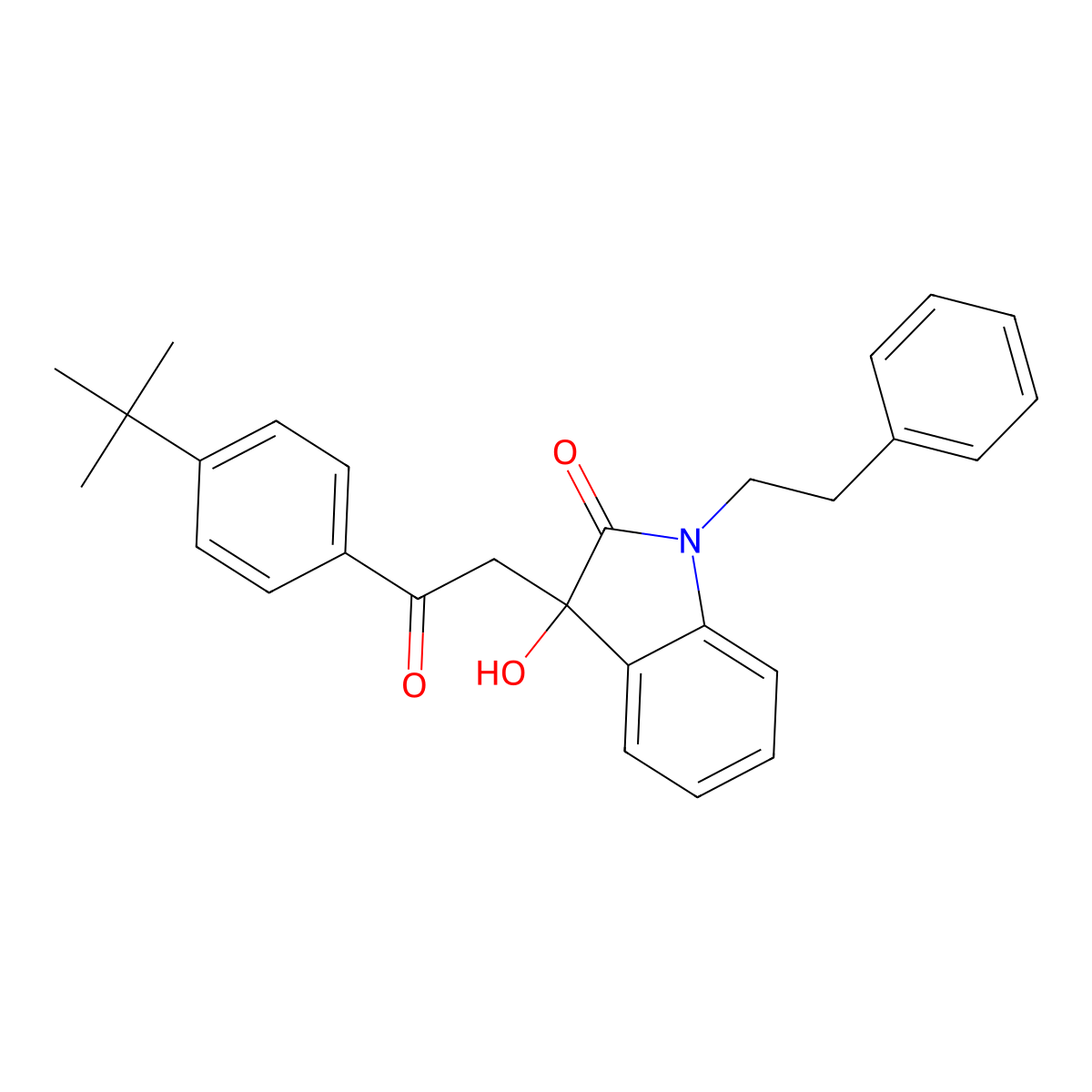 3-[2-(4-tert-butylphenyl)-2-oxoethyl]-3-hydroxy-1-(2-phenylethyl)-1,3-dihydro-2H-indol-2-one molecular structure, CAS 421578-97-4
