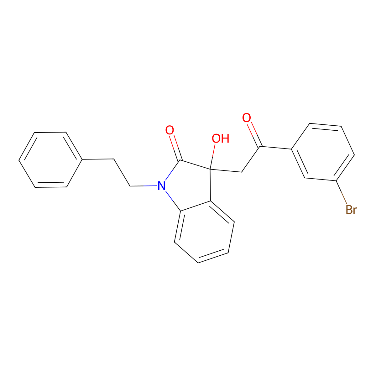 3-[2-(3-bromophenyl)-2-oxoethyl]-3-hydroxy-1-(2-phenylethyl)-1,3-dihydro-2H-indol-2-one molecular structure, CAS 421578-99-6