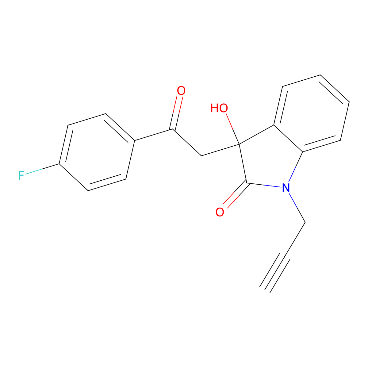 3-[2-(4-Fluorophenyl)-2-oxoethyl]-3-hydroxy-1-prop-2-ynylindol-2-one molecular structure, CAS 421579-10-4