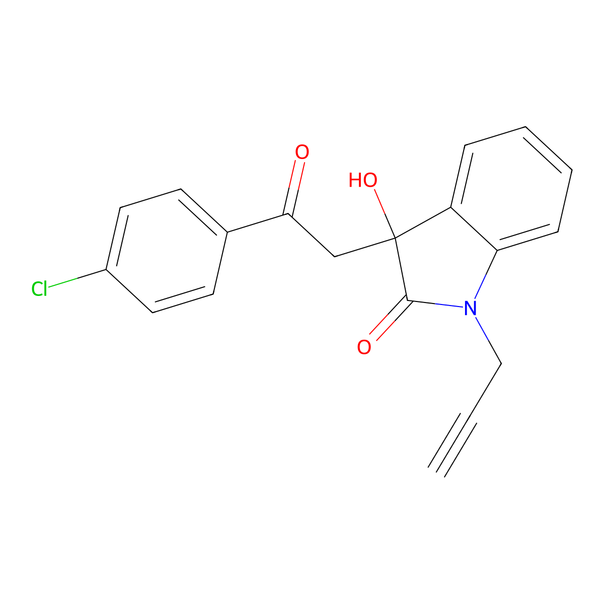 3-[2-(4-Chlorophenyl)-2-oxoethyl]-3-hydroxy-1-prop-2-ynylindol-2-one molecular structure, CAS 421579-11-5