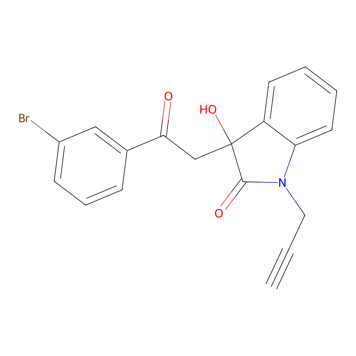 3-[2-(3-bromophenyl)-2-oxoethyl]-3-hydroxy-1-(prop-2-yn-1-yl)-1,3-dihydro-2H-indol-2-one molecular structure, CAS 421579-12-6
