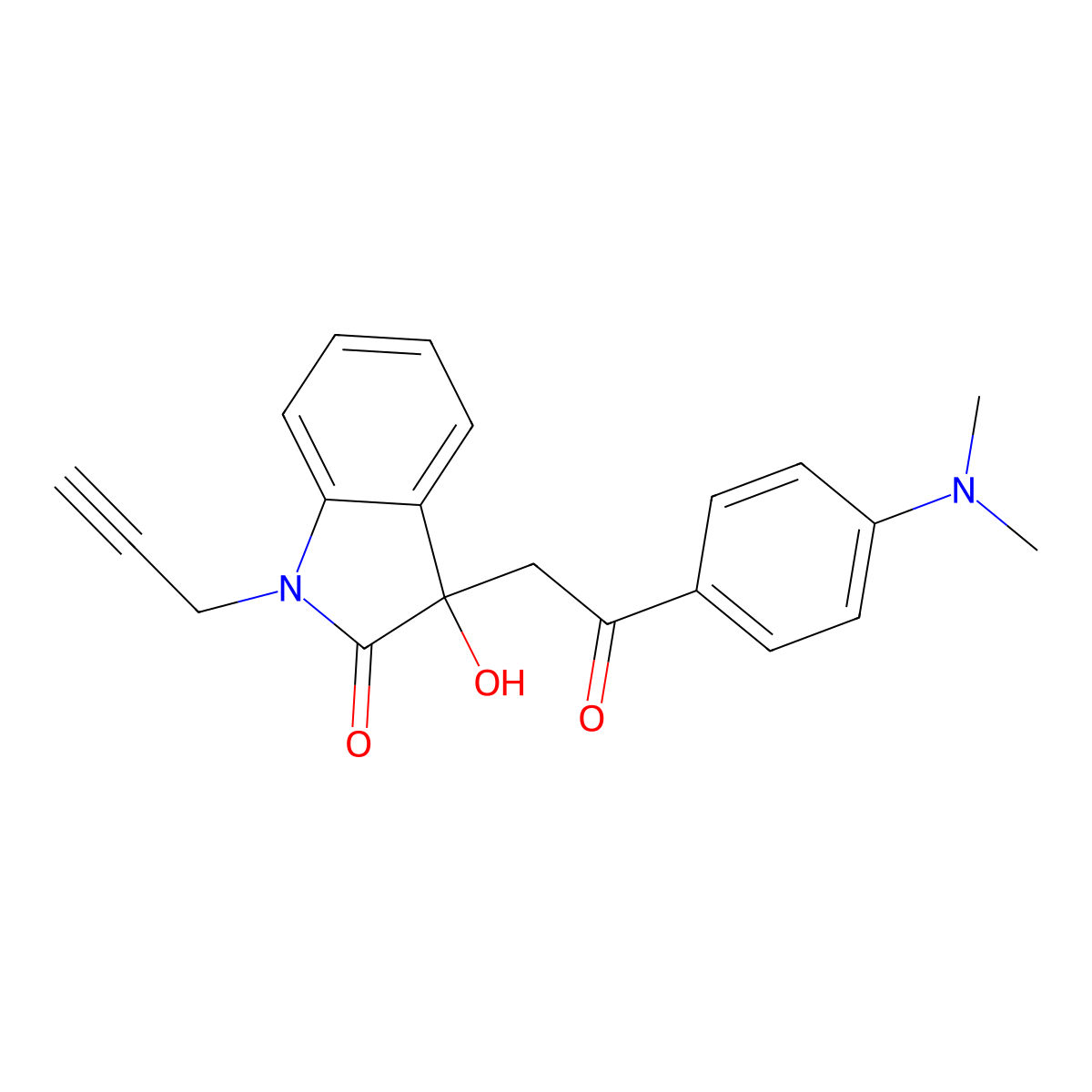 3-{2-[4-(dimethylamino)phenyl]-2-oxoethyl}-3-hydroxy-1-(prop-2-yn-1-yl)-1,3-dihydro-2H-indol-2-one molecular structure, CAS 421579-15-9