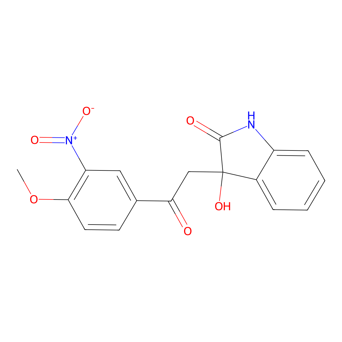 3-hydroxy-3-[2-(4-methoxy-3-nitrophenyl)-2-oxoethyl]-1,3-dihydro-2H-indol-2-one molecular structure, CAS 421579-20-6