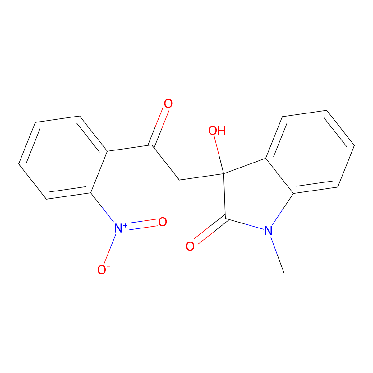 3-hydroxy-1-methyl-3-[2-(2-nitrophenyl)-2-oxoethyl]-1,3-dihydro-2H-indol-2-one molecular structure, CAS 421579-22-8
