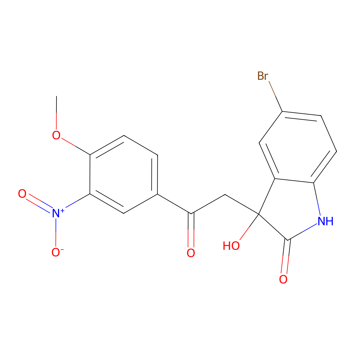 5-bromo-3-hydroxy-3-[2-(4-methoxy-3-nitrophenyl)-2-oxoethyl]-1,3-dihydro-2H-indol-2-one molecular structure, CAS 421579-23-9