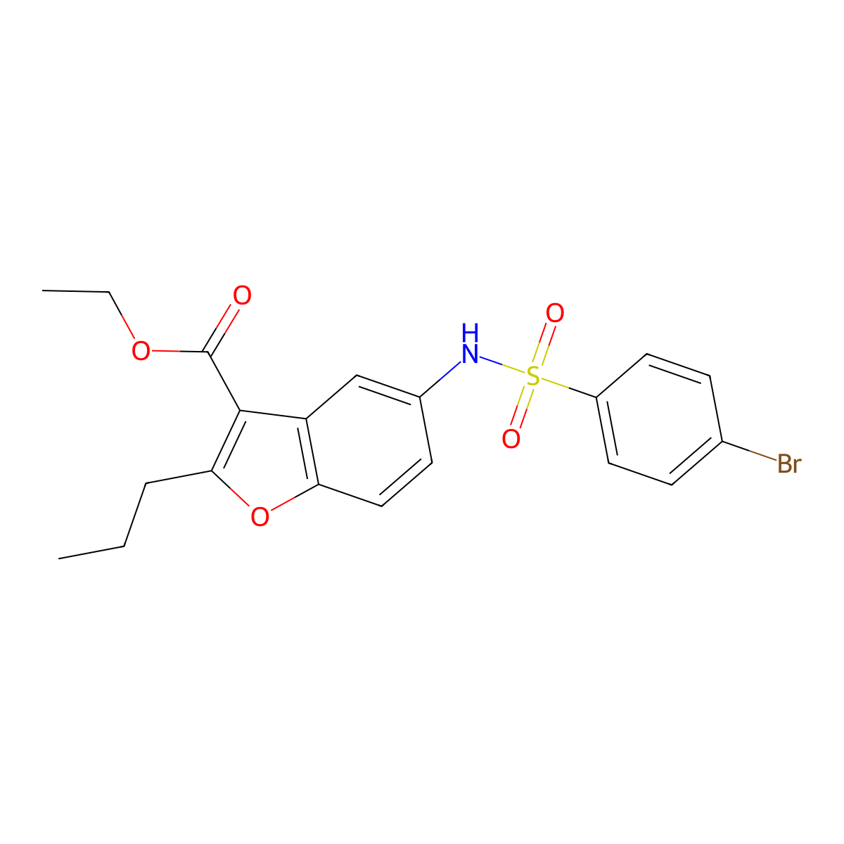 Ethyl 5-{[(4-bromophenyl)sulfonyl]amino}-2-propyl-1-benzofuran-3-carboxylate molecular structure, CAS 421579-31-9