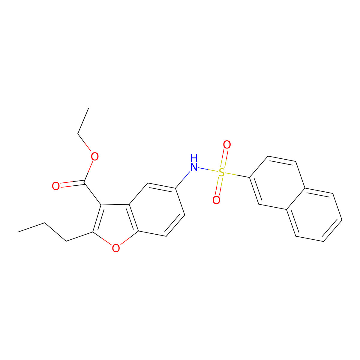 Ethyl 5-[(2-naphthylsulfonyl)amino]-2-propyl-1-benzofuran-3-carboxylate molecular structure, CAS 421579-35-3