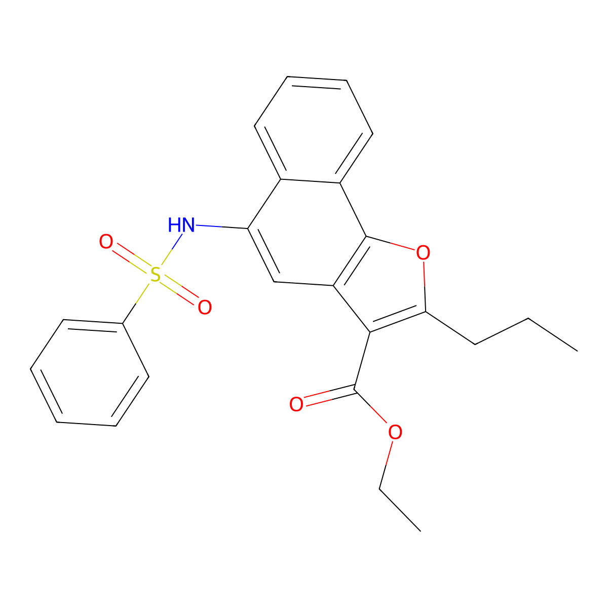 Ethyl 5-[(phenylsulfonyl)amino]-2-propylnaphtho[1,2-b]furan-3-carboxylate molecular structure, CAS 421579-38-6