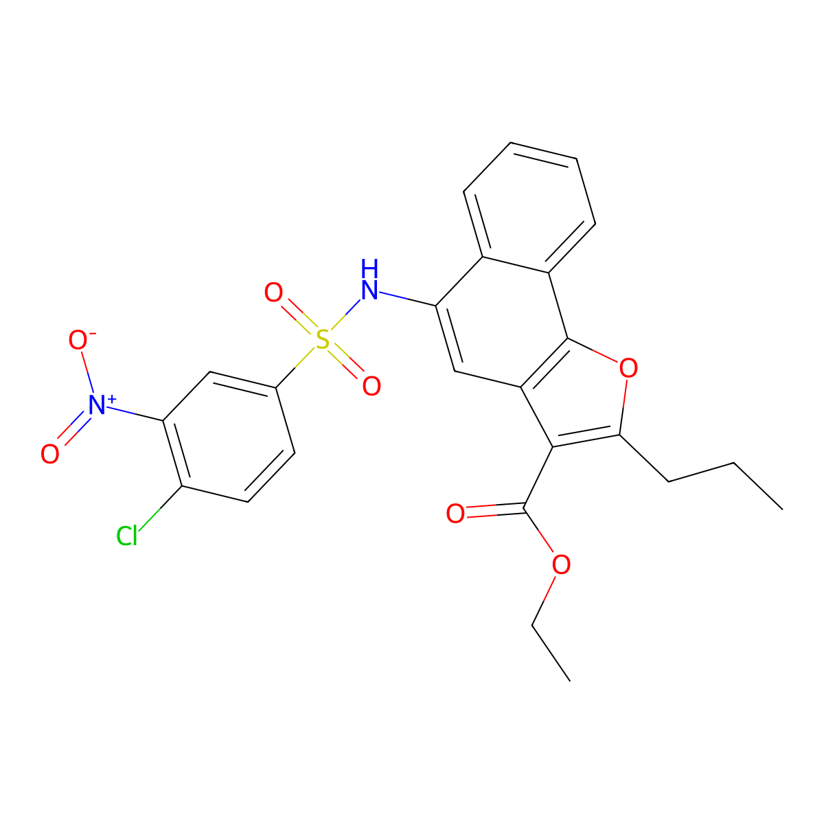 Ethyl 5-(4-chloro-3-nitrobenzenesulfonamido)-2-propylnaphtho[1,2-B]furan-3-carboxylate molecular structure, CAS 421579-44-4