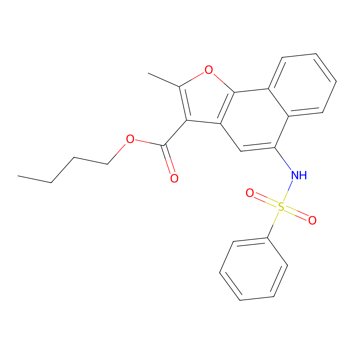 Butyl 2-methyl-5-[(phenylsulfonyl)amino]naphtho[1,2-b]furan-3-carboxylate molecular structure, CAS 421579-90-0