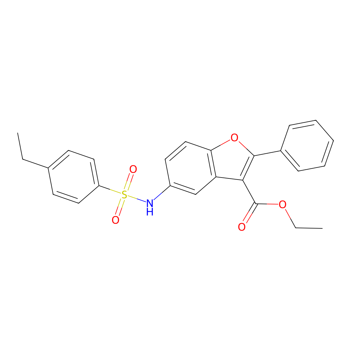 Ethyl 5-{[(4-ethylphenyl)sulfonyl]amino}-2-phenyl-1-benzofuran-3-carboxylate molecular structure, CAS 421579-94-4