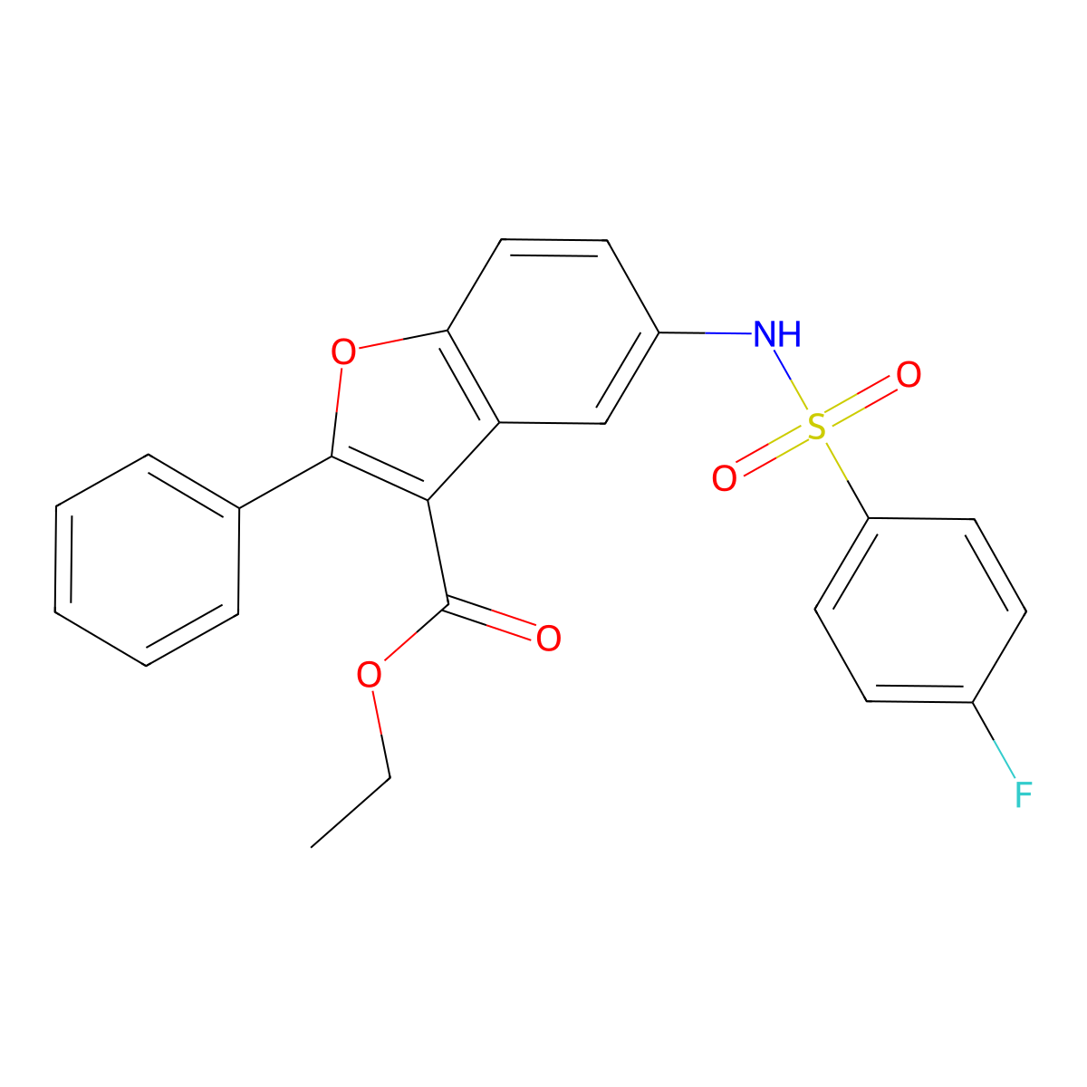 Ethyl 5-[(4-fluorophenyl)sulfonylamino]-2-phenyl-1-benzofuran-3-carboxylate molecular structure, CAS 421579-95-5