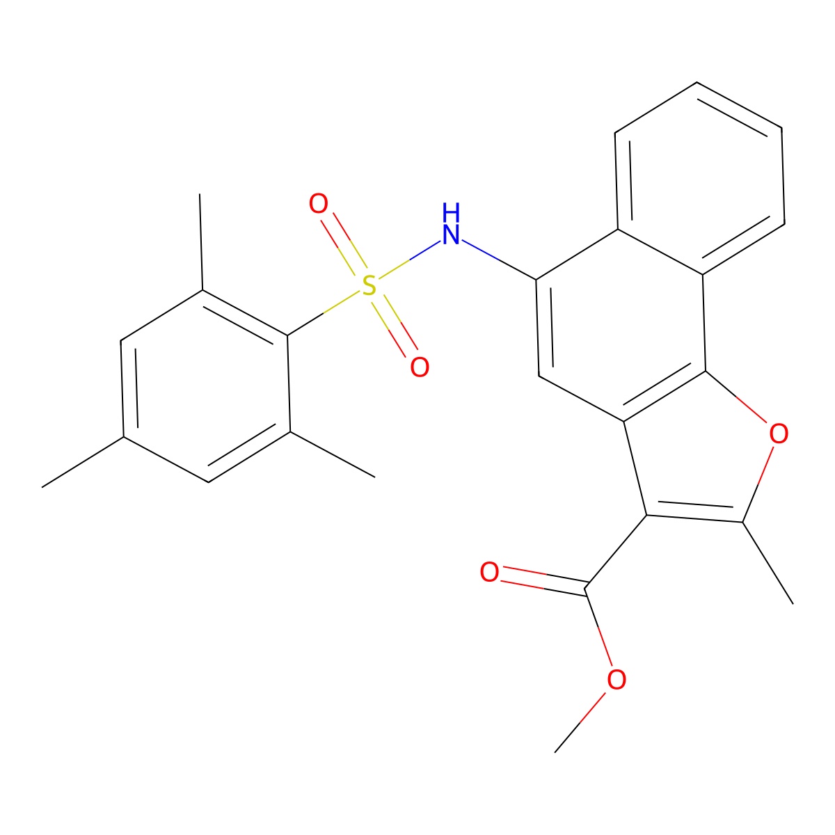 Methyl 5-[(mesitylsulfonyl)amino]-2-methylnaphtho[1,2-b]furan-3-carboxylate molecular structure, CAS 421580-05-4