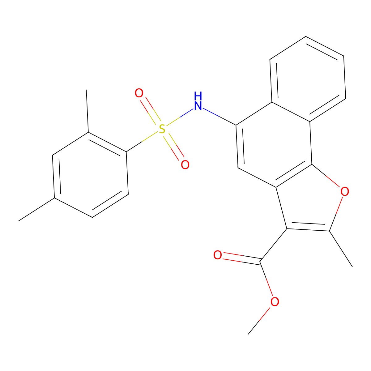Methyl 5-{[(2,4-dimethylphenyl)sulfonyl]amino}-2-methylnaphtho[1,2-b]furan-3-carboxylate molecular structure, CAS 421580-06-5