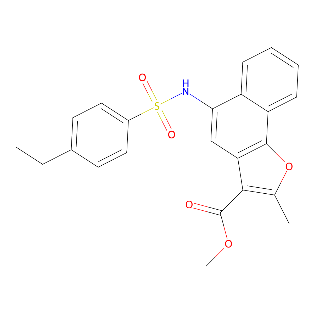 Methyl 5-{[(4-ethylphenyl)sulfonyl]amino}-2-methylnaphtho[1,2-b]furan-3-carboxylate molecular structure, CAS 421580-07-6