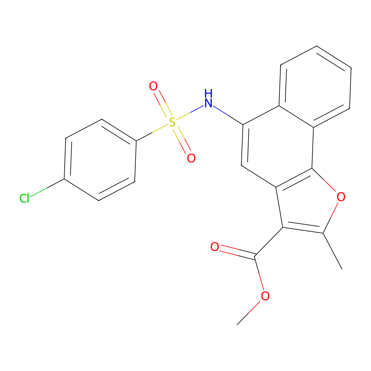 Methyl 5-{[(4-chlorophenyl)sulfonyl]amino}-2-methylnaphtho[1,2-b]furan-3-carboxylate molecular structure, CAS 421580-09-8