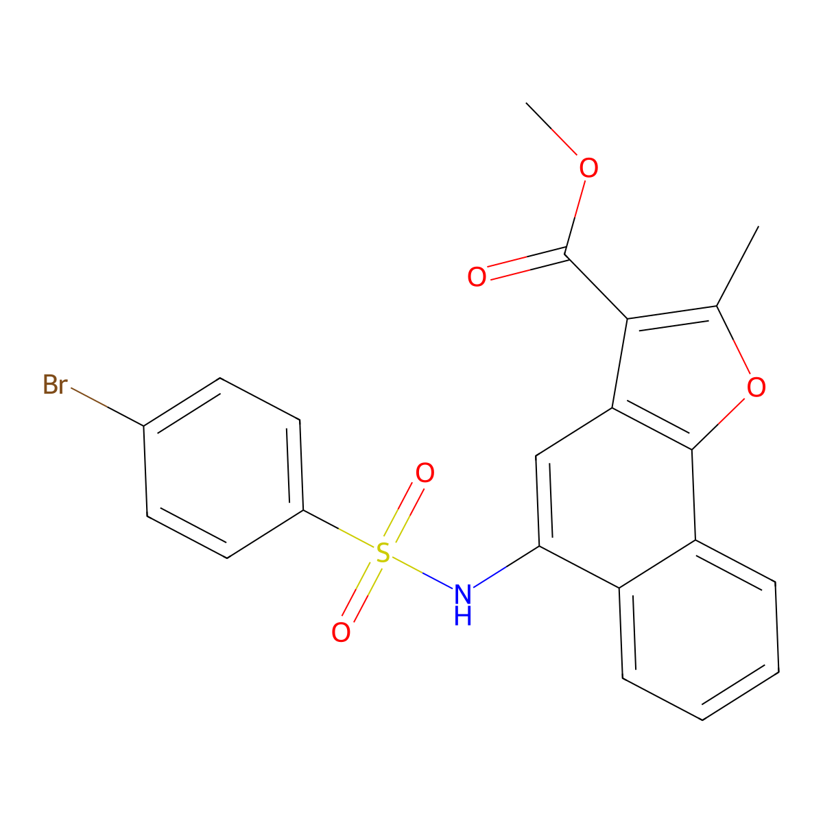 Methyl 5-{[(4-bromophenyl)sulfonyl]amino}-2-methylnaphtho[1,2-b]furan-3-carboxylate molecular structure, CAS 421580-10-1