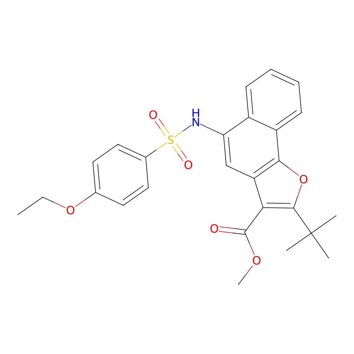 Methyl 2-tert-butyl-5-{[(4-ethoxyphenyl)sulfonyl]amino}naphtho[1,2-b]furan-3-carboxylate molecular structure, CAS 421580-15-6
