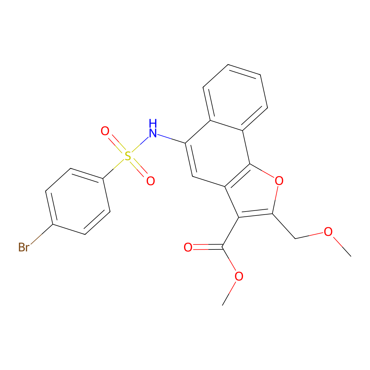 Methyl 5-(4-bromobenzenesulfonamido)-2-(methoxymethyl)naphtho[1,2-b]furan-3-carboxylate molecular structure, CAS 421580-24-7