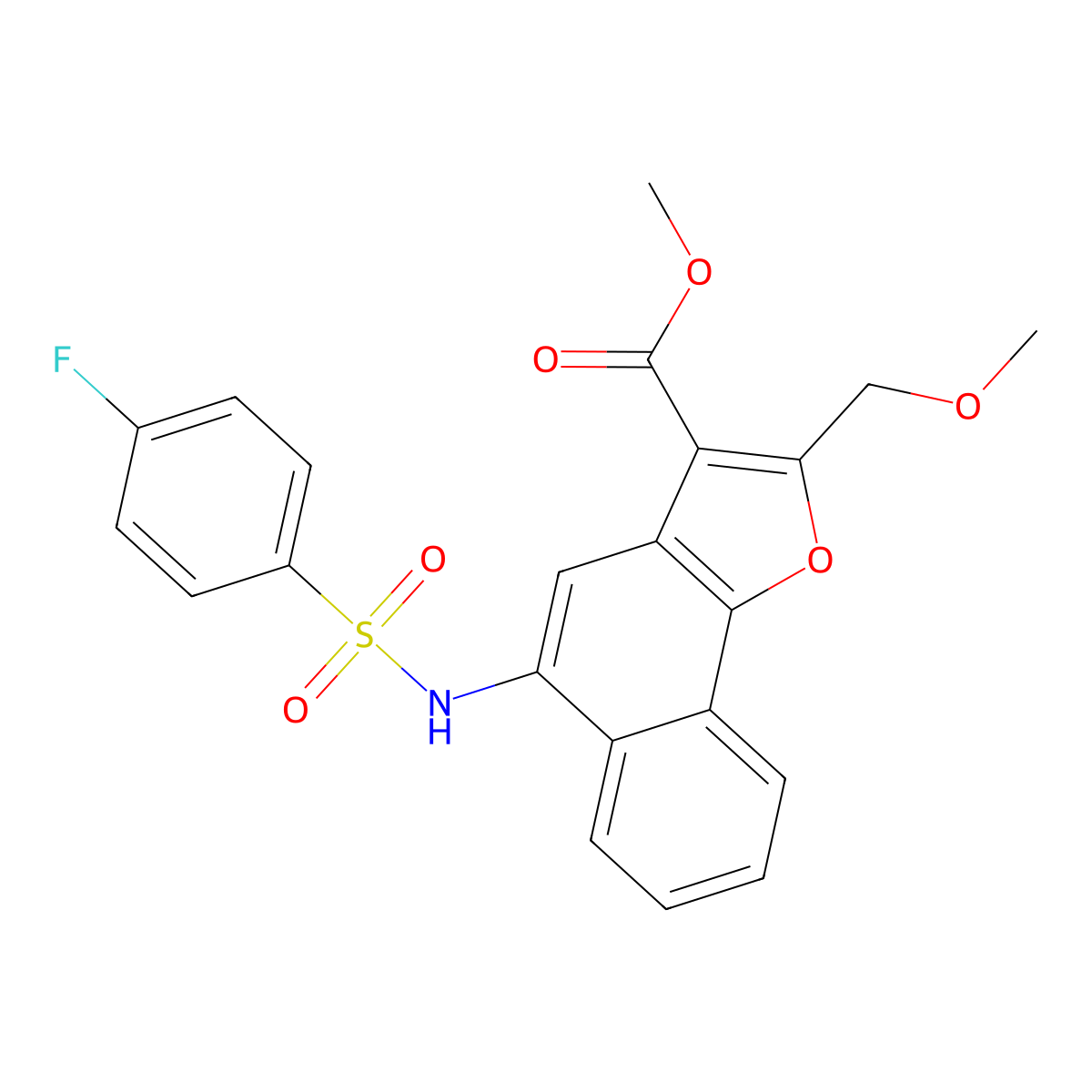 Methyl 5-{[(4-fluorophenyl)sulfonyl]amino}-2-(methoxymethyl)naphtho[1,2-b]furan-3-carboxylate molecular structure, CAS 421580-25-8