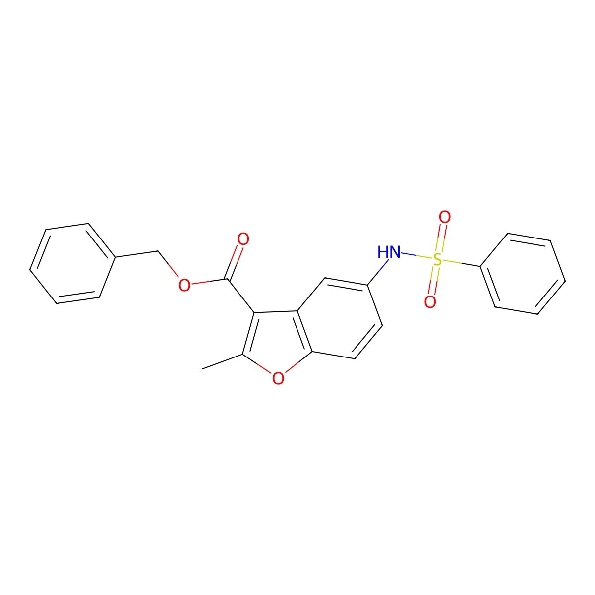 Benzyl 5-(benzenesulfonamido)-2-methyl-1-benzofuran-3-carboxylate molecular structure, CAS 421580-27-0