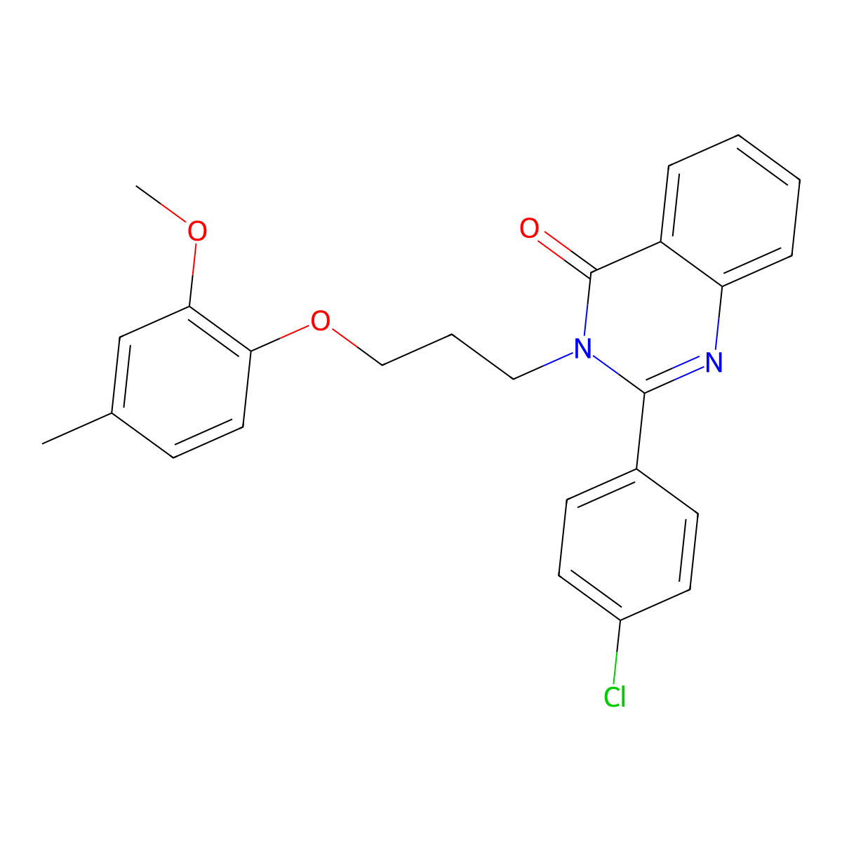2-(4-Chlorophenyl)-3-[3-(2-methoxy-4-methylphenoxy)propyl]quinazolin-4-one molecular structure, CAS 421580-47-4