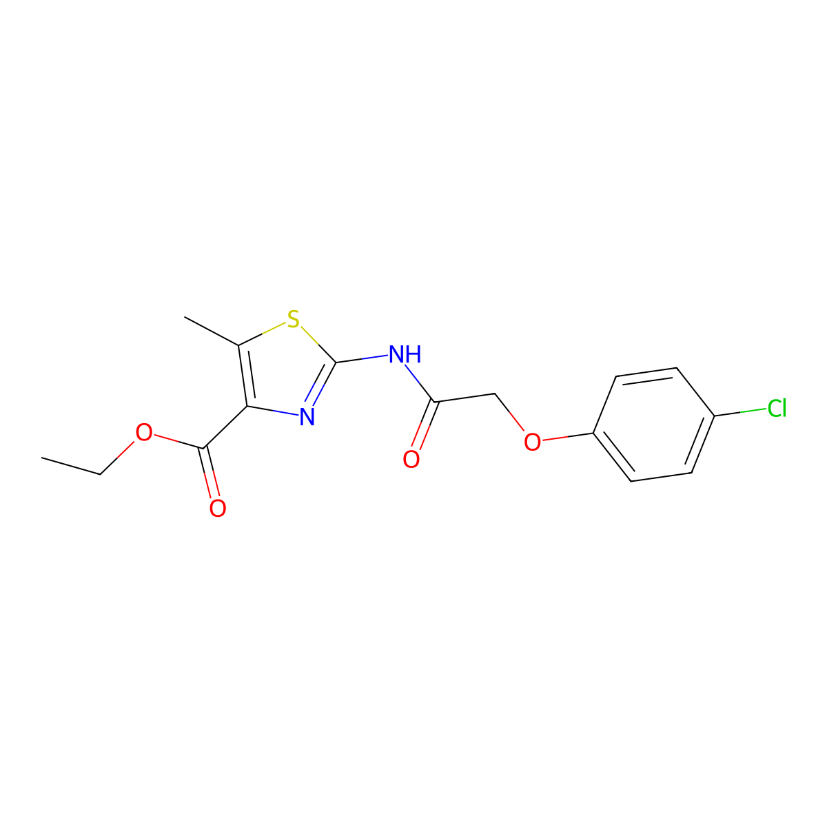 Ethyl 2-(((4-chlorophenoxy)acetyl)amino)-5-methyl-1,3-thiazole-4-carboxylate molecular structure, CAS 421580-82-7