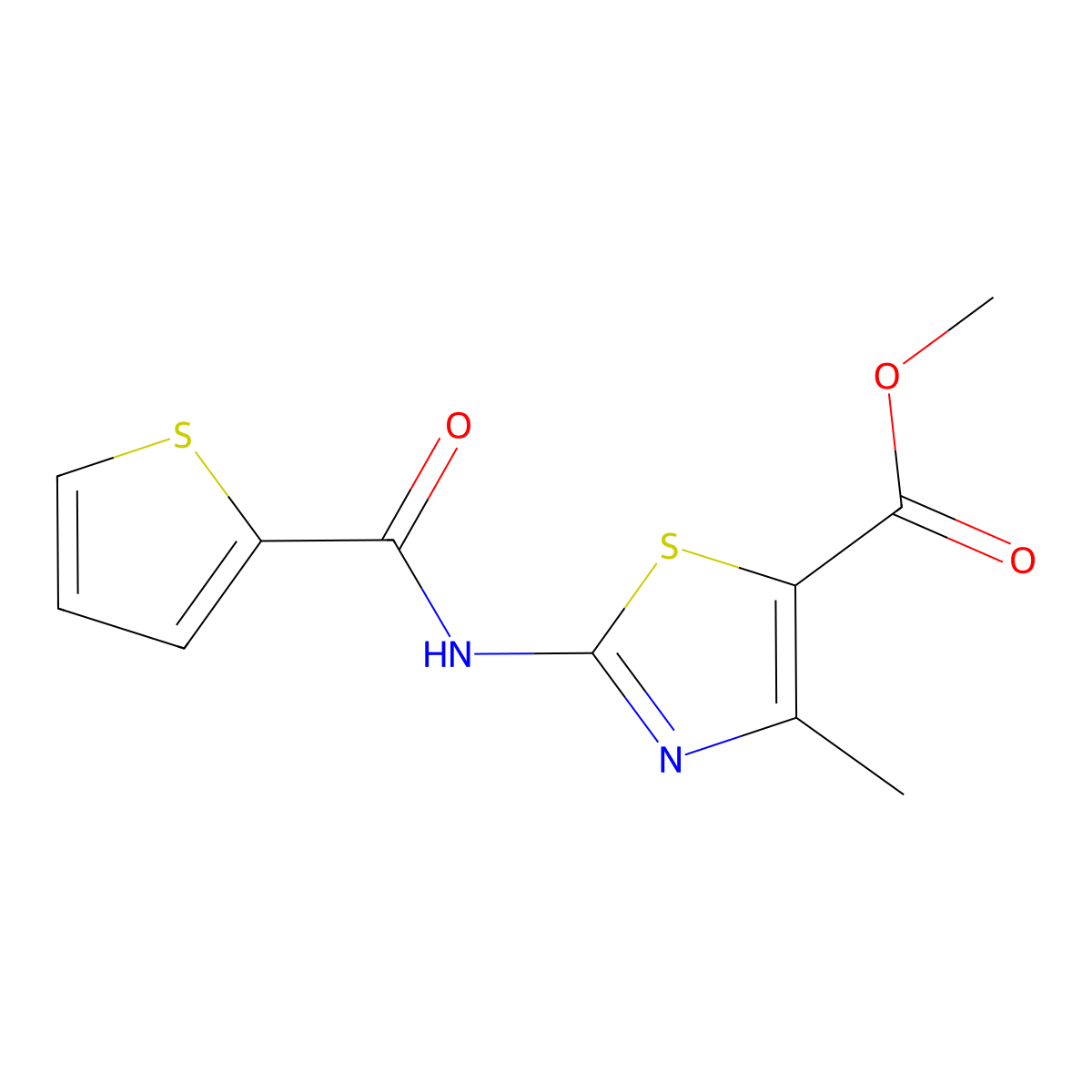 Methyl 4-methyl-2-[(thiophen-2-ylcarbonyl)amino]-1,3-thiazole-5-carboxylate molecular structure, CAS 421580-85-0