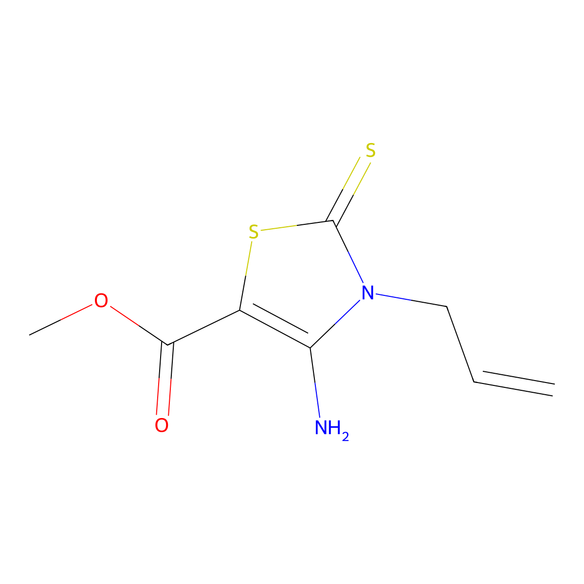 Methyl 4-amino-3-prop-2-enyl-2-sulfanylidene-1,3-thiazole-5-carboxylate molecular structure, CAS 421580-89-4