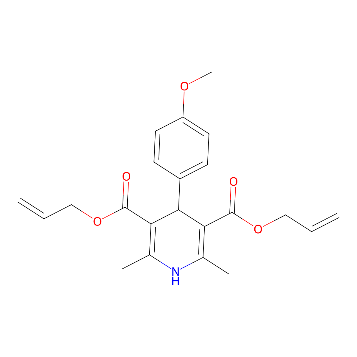 3,5-Bis(prop-2-en-1-yl) 4-(4-methoxyphenyl)-2,6-dimethyl-1,4-dihydropyridine-3,5-dicarboxylate molecular structure, CAS 421580-91-8