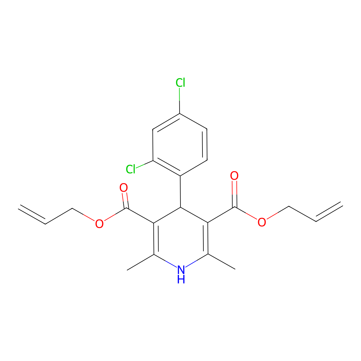 3,5-Bis(prop-2-en-1-yl) 4-(2,4-dichlorophenyl)-2,6-dimethyl-1,4-dihydropyridine-3,5-dicarboxylate molecular structure, CAS 421580-93-0