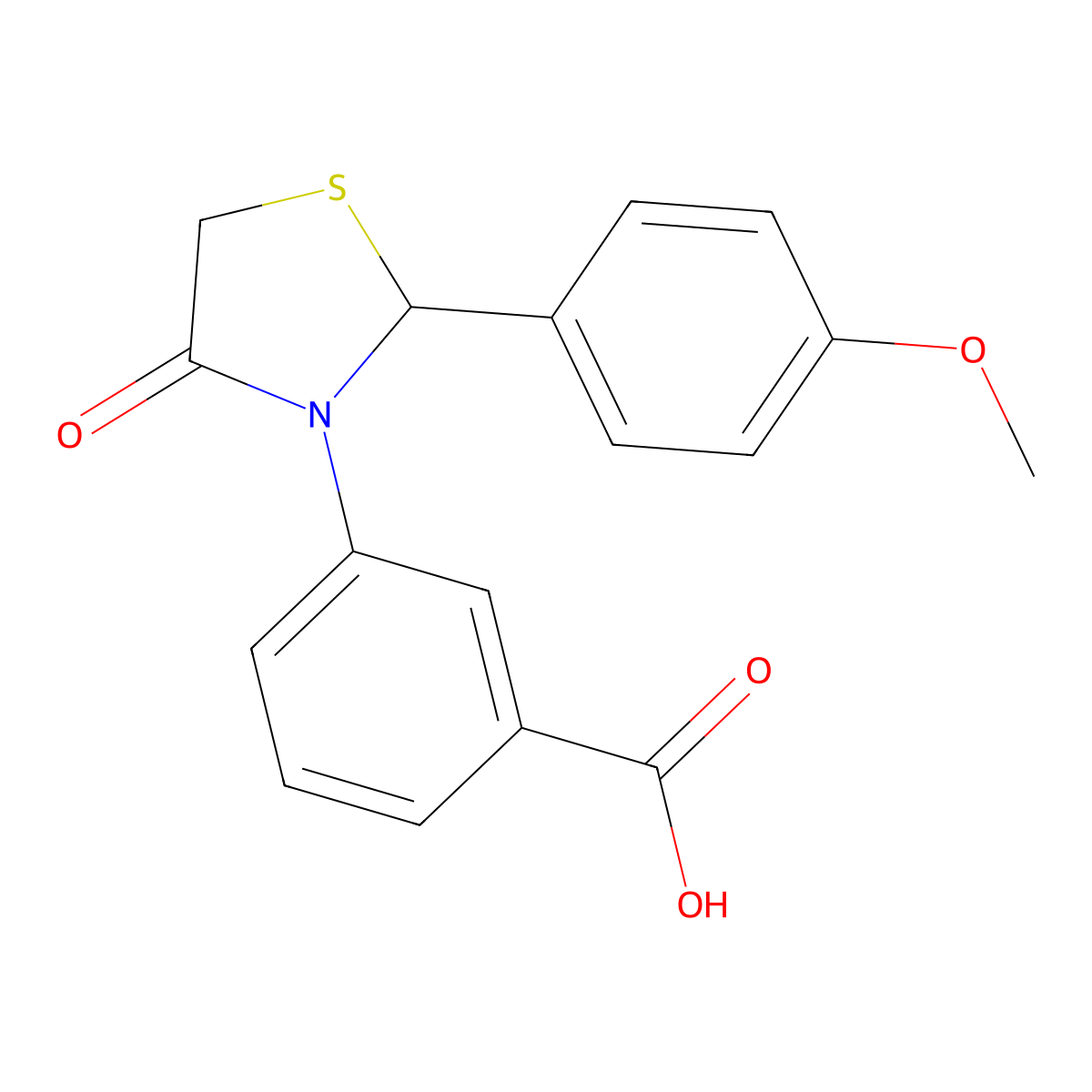 3-[2-(4-Methoxyphenyl)-4-oxo-1,3-thiazolidin-3-yl]benzoic acid molecular structure, CAS 421580-97-4