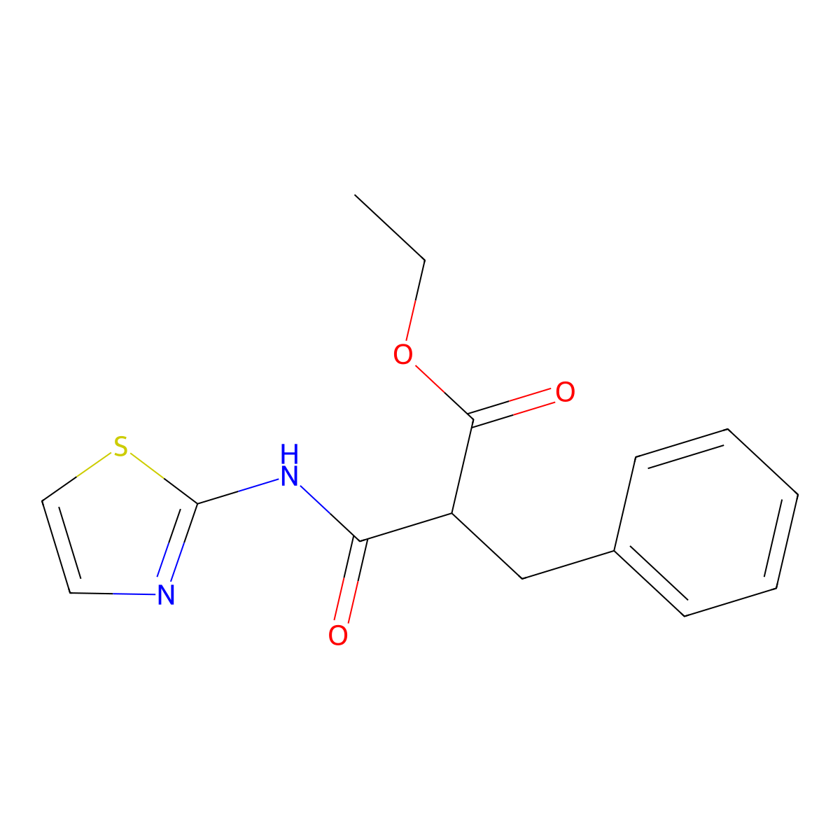 Ethyl 2-benzyl-3-oxo-3-(1,3-thiazol-2-ylamino)propanoate molecular structure, CAS 421581-47-7