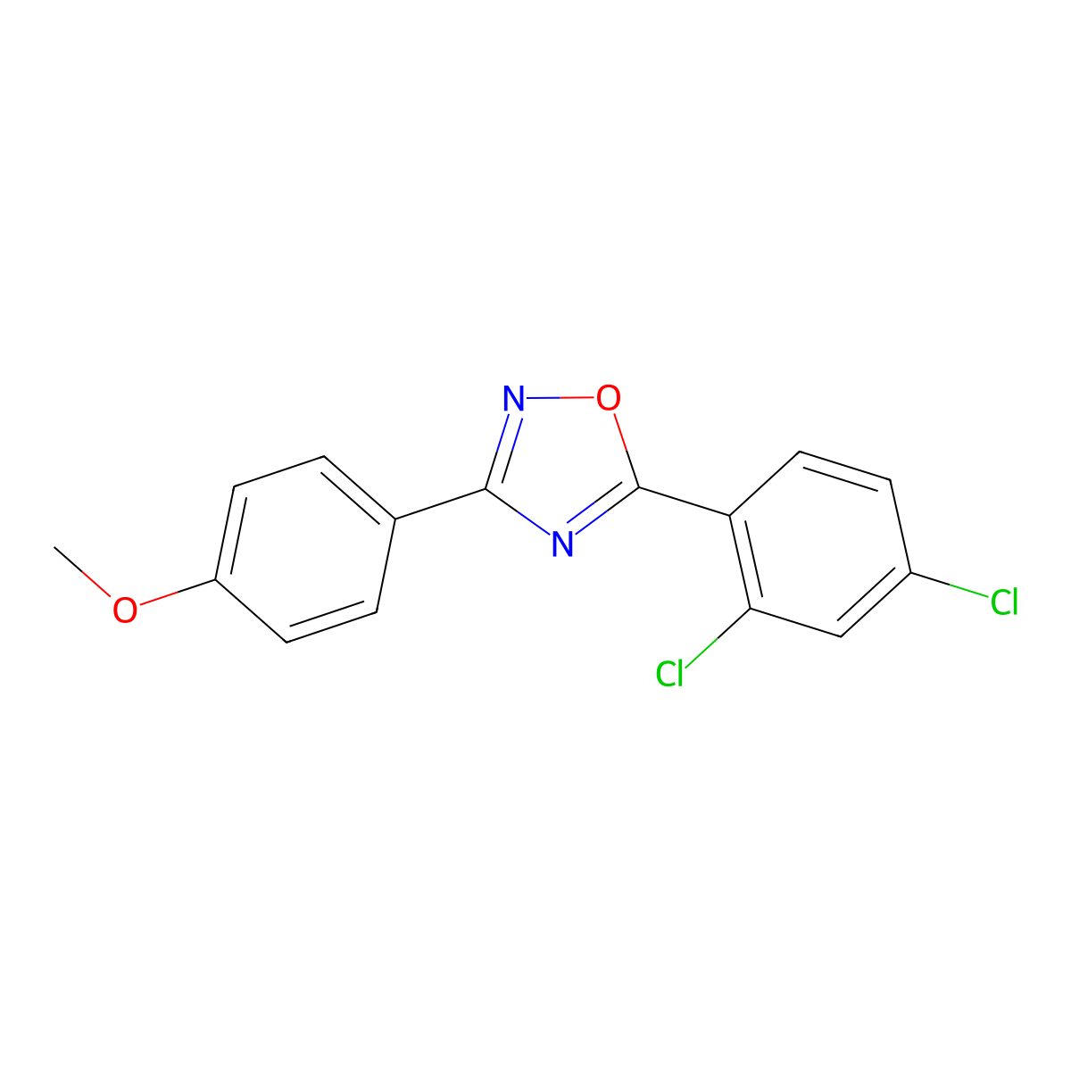 5-(2,4-Dichlorophenyl)-3-(4-methoxyphenyl)-1,2,4-oxadiazole molecular structure, CAS 421581-71-7