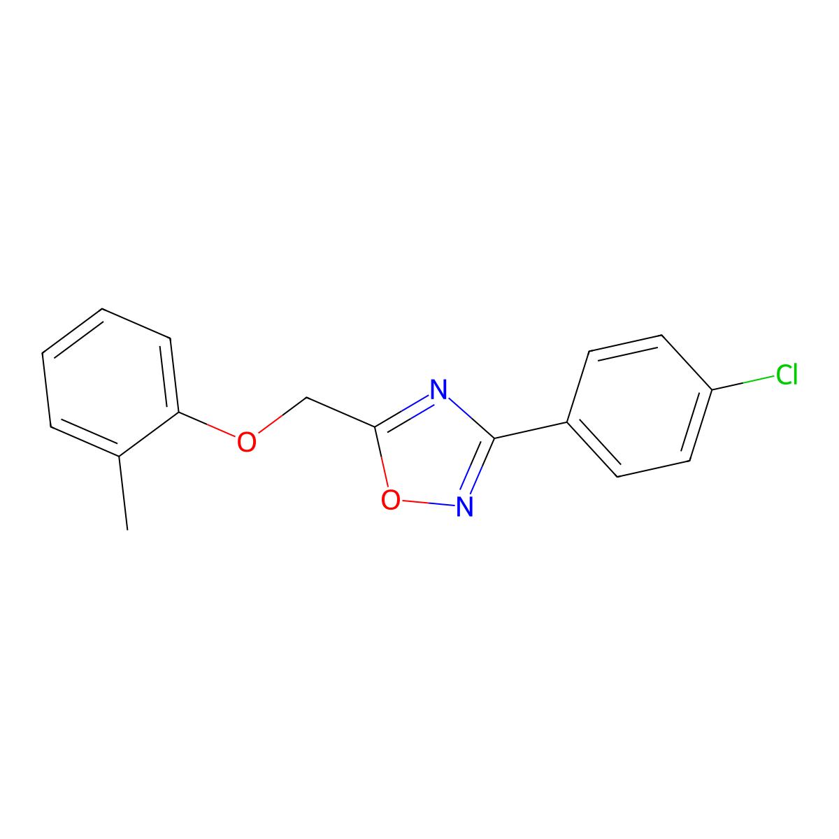 3-(4-Chlorophenyl)-5-[(2-methylphenoxy)methyl]-1,2,4-oxadiazole molecular structure, CAS 421581-75-1