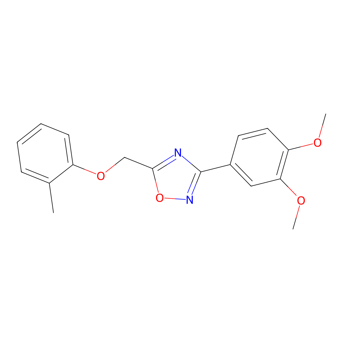 3-(3,4-Dimethoxyphenyl)-5-[(2-methylphenoxy)methyl]-1,2,4-oxadiazole molecular structure, CAS 421581-76-2