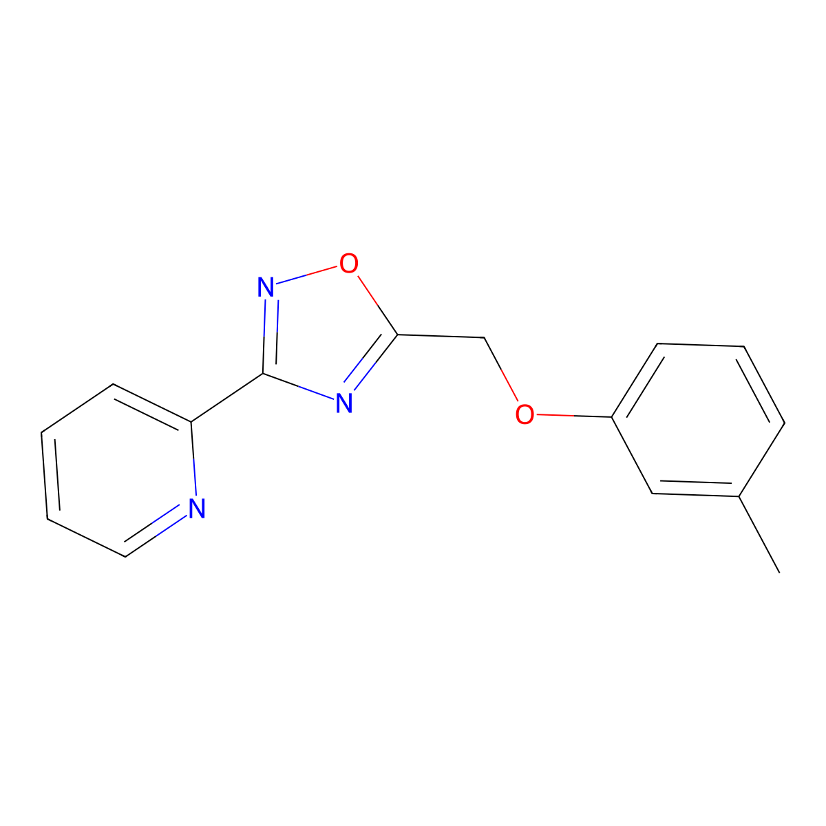 5-[(3-Methylphenoxy)methyl]-3-pyridin-2-yl-1,2,4-oxadiazole molecular structure, CAS 421581-80-8