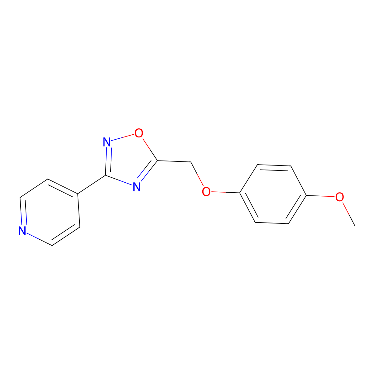 4-{5-[(4-Methoxyphenoxy)methyl]-1,2,4-oxadiazol-3-yl}pyridine molecular structure, CAS 421581-85-3