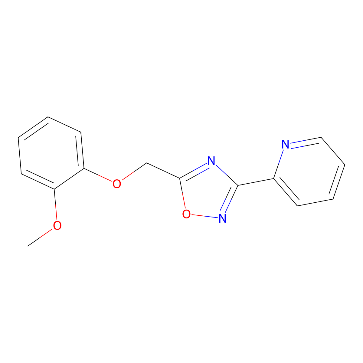 5-[(2-Methoxyphenoxy)methyl]-3-pyridin-2-yl-1,2,4-oxadiazole molecular structure, CAS 421581-86-4