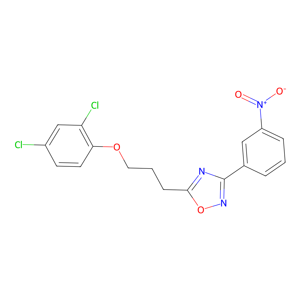 5-[3-(2,4-Dichlorophenoxy)propyl]-3-(3-nitrophenyl)-1,2,4-oxadiazole molecular structure, CAS 421581-92-2