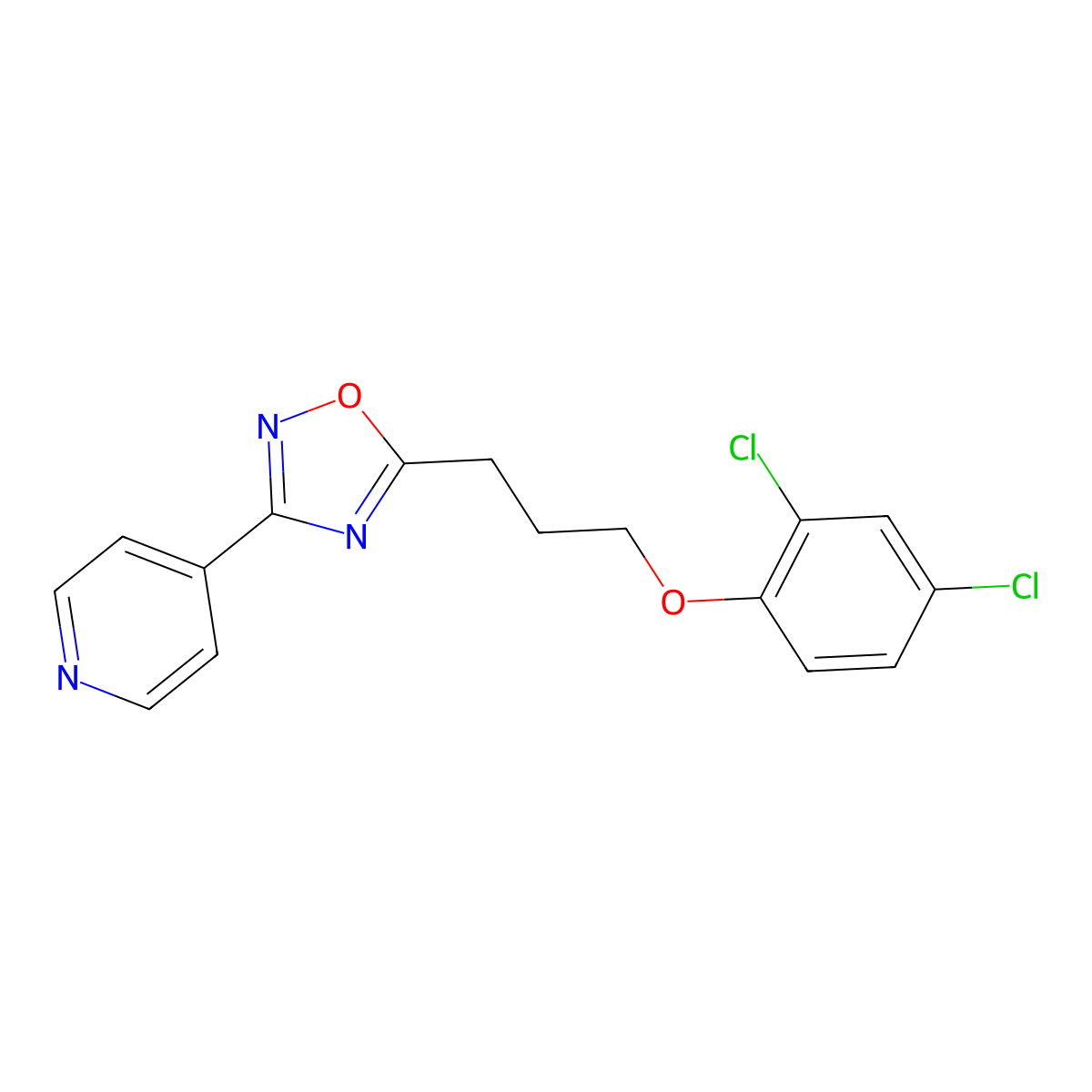4-{5-[3-(2,4-Dichlorophenoxy)propyl]-1,2,4-oxadiazol-3-yl}pyridine molecular structure, CAS 421581-94-4